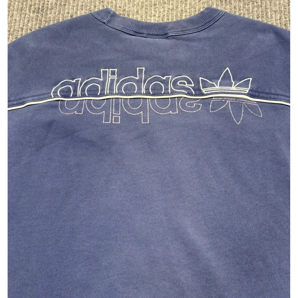 Adidas Originals Mens Blue Double Logo Piping Crewneck Sweatshirt Size S